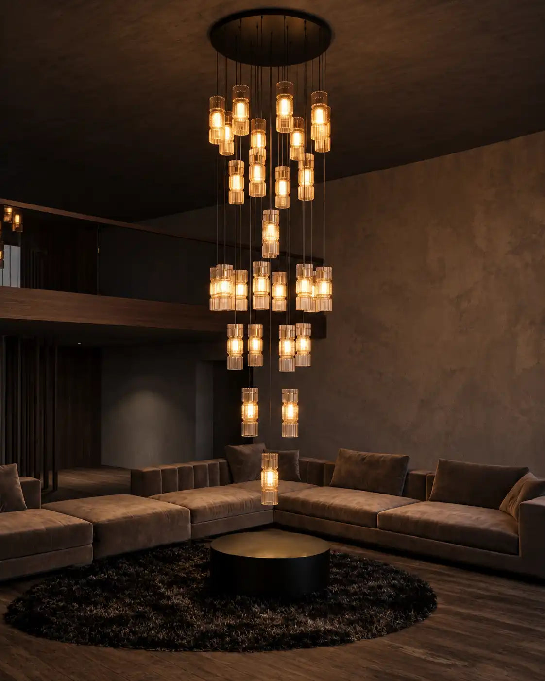Prisma Column Linear Chandelier Amber - 29 Lights