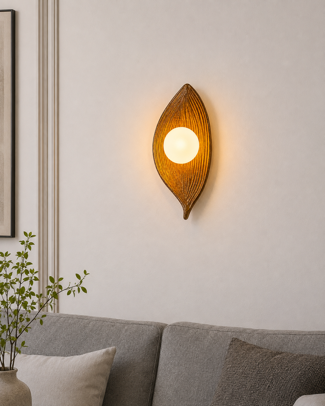Amber Leaf Sculptural Wall Light