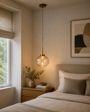Golden Orb Drop Pendant Light - Amber