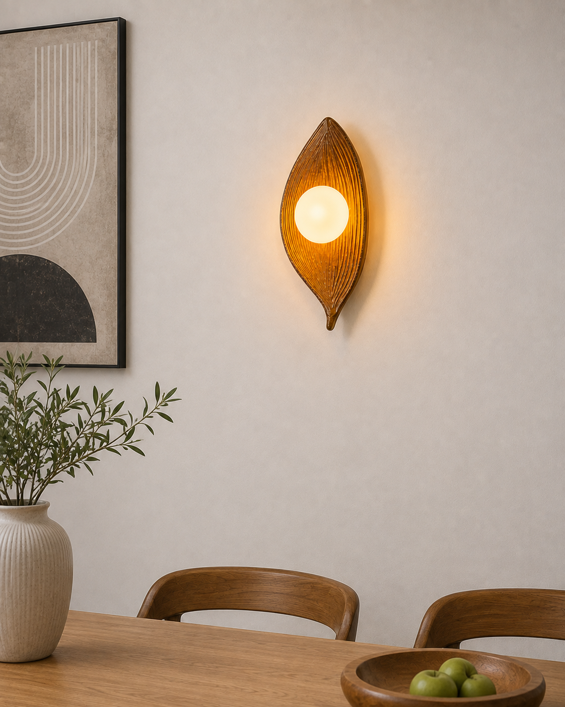 Amber Leaf Sculptural Wall Light