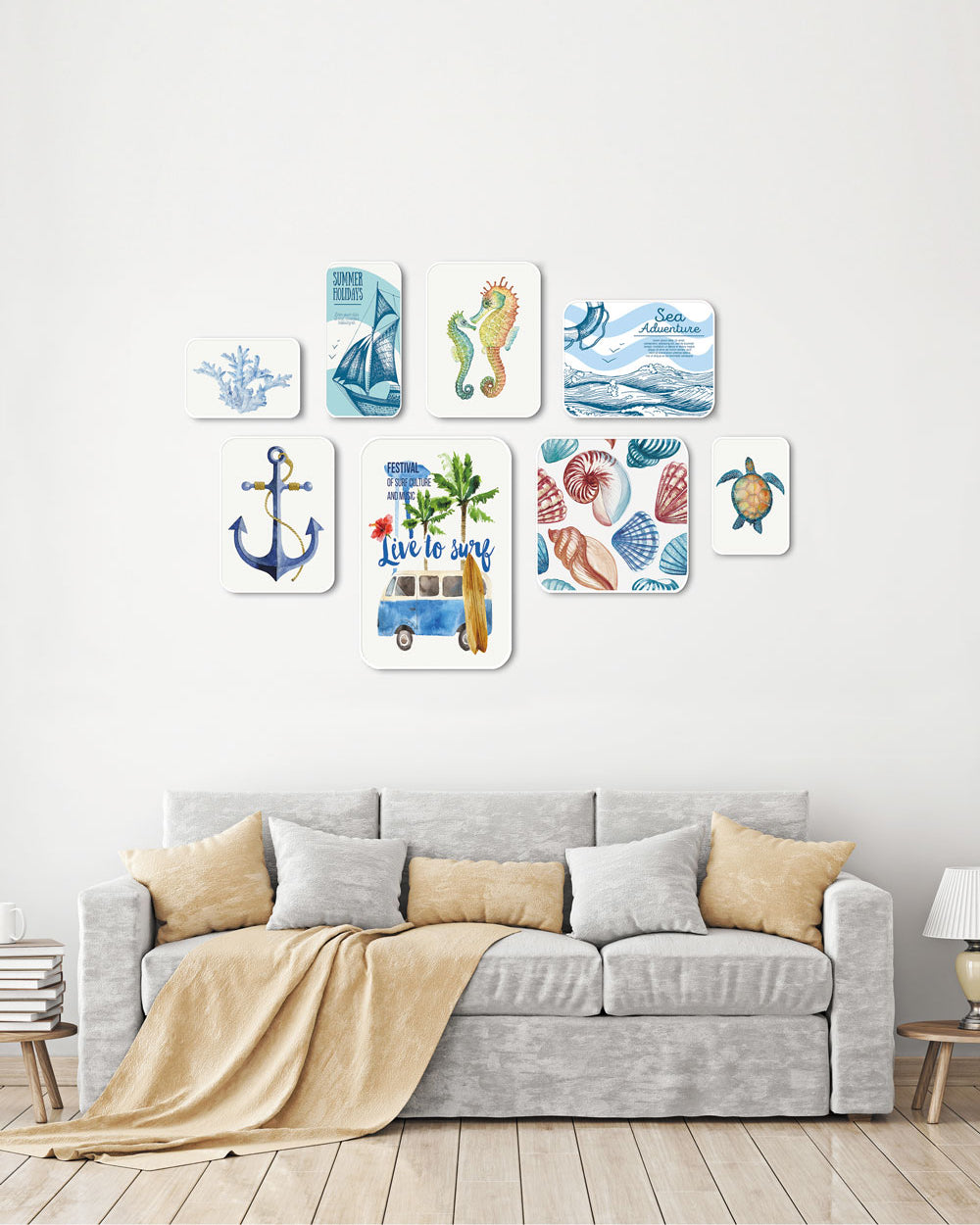 Live to Surf' Faux Leather Wall Collage - Set of 8 