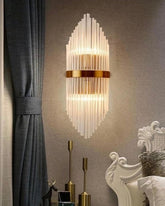 Art Deco Crystal Rod Wall Sconce - Gold 