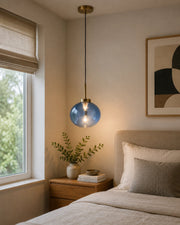 Golden Orb Drop Pendant Light - Blue