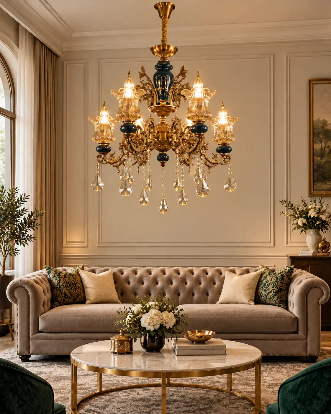 Emerald Crest Tiered Chandelier - 6 Lights