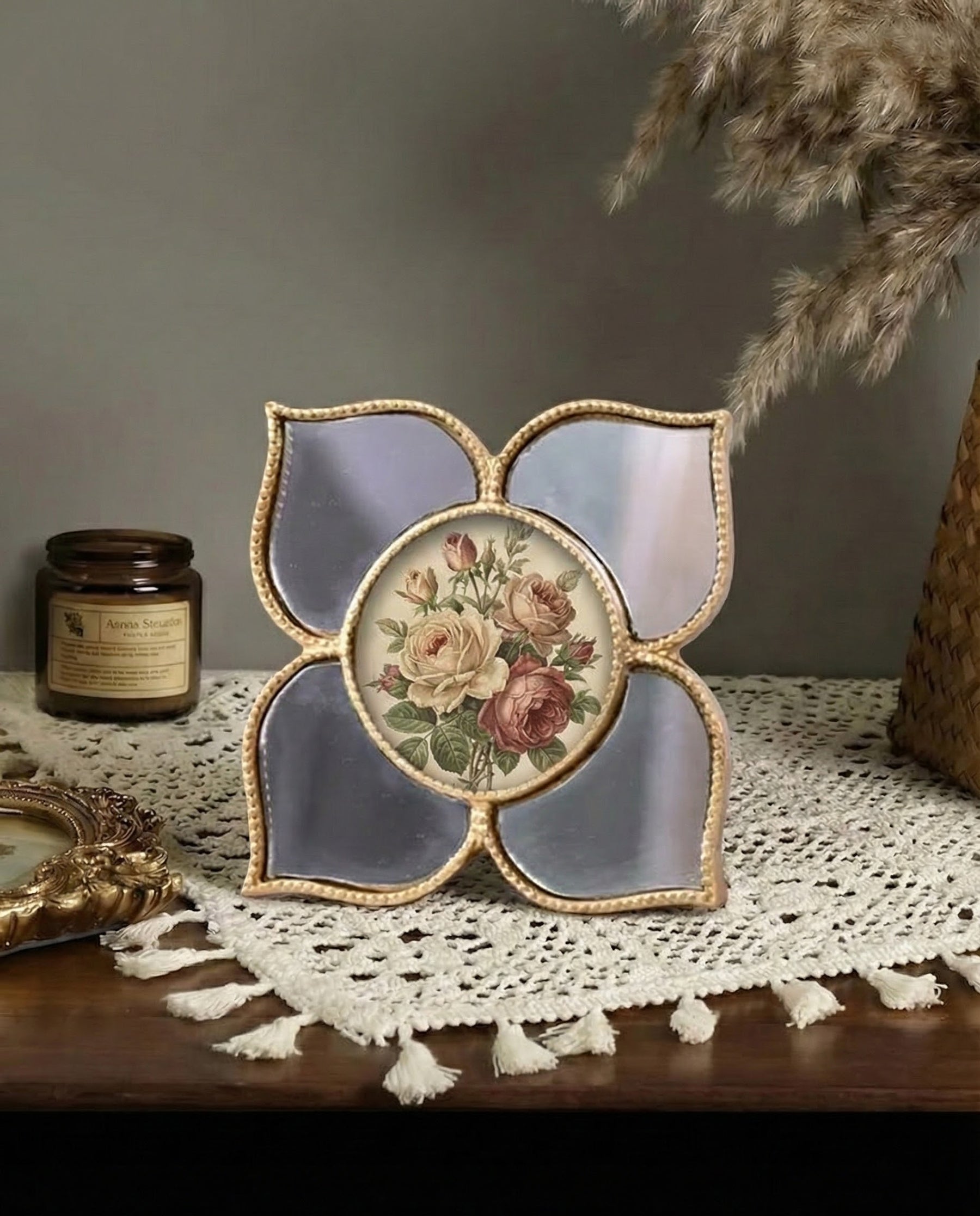 Floral Charm Mirror Photo Frame 
