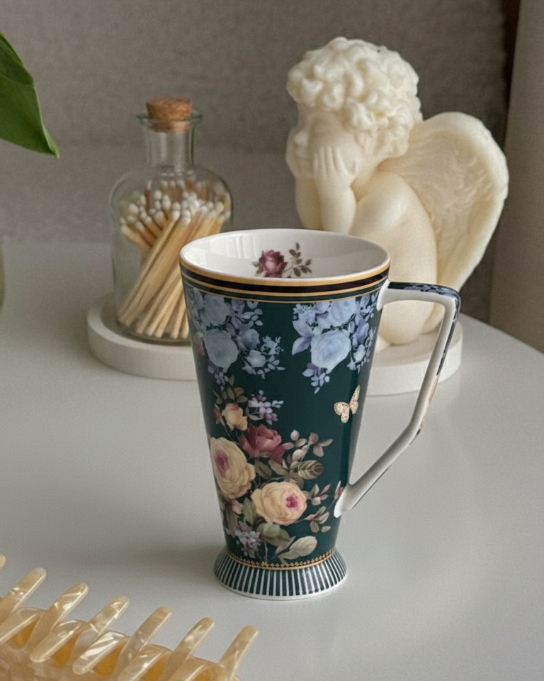 The Emerald Botanical Footed Mug