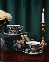 Emerald Bloom Tea Cup & Saucer - Set Of 2 