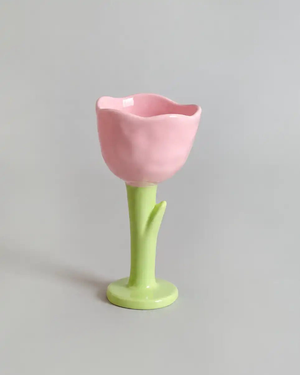 Sunny Tulip Ceramic Dessert Bowl - Pink