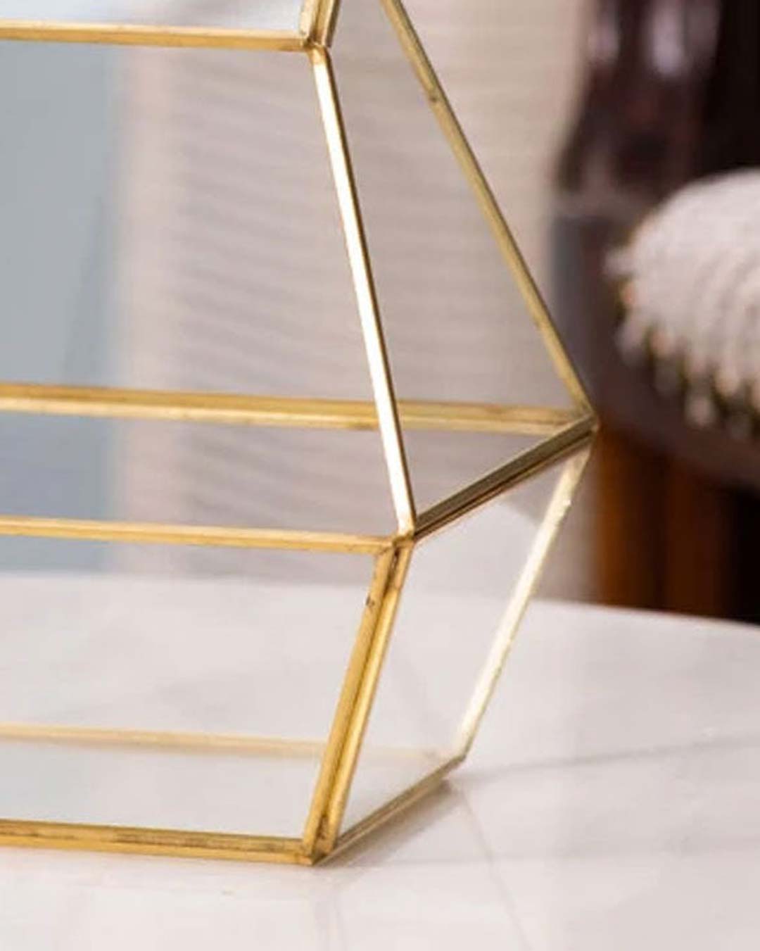 Prisma Gold Glass Terrarium - The Decor Kart 