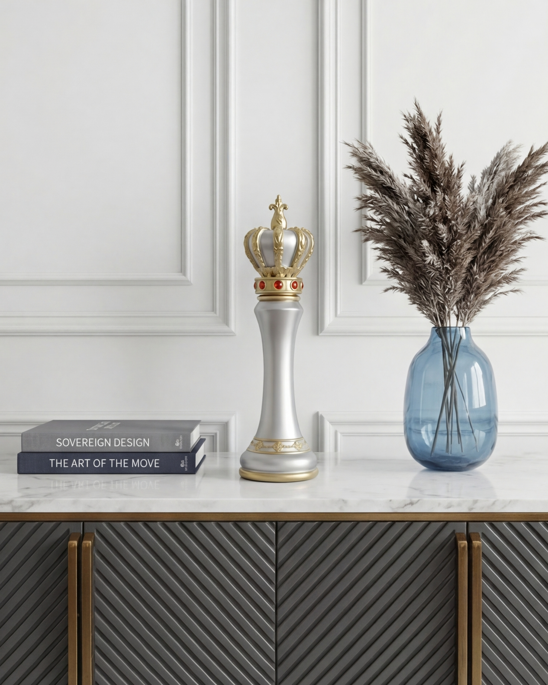 Imperial Crown Decorative Chess King - Grey 
