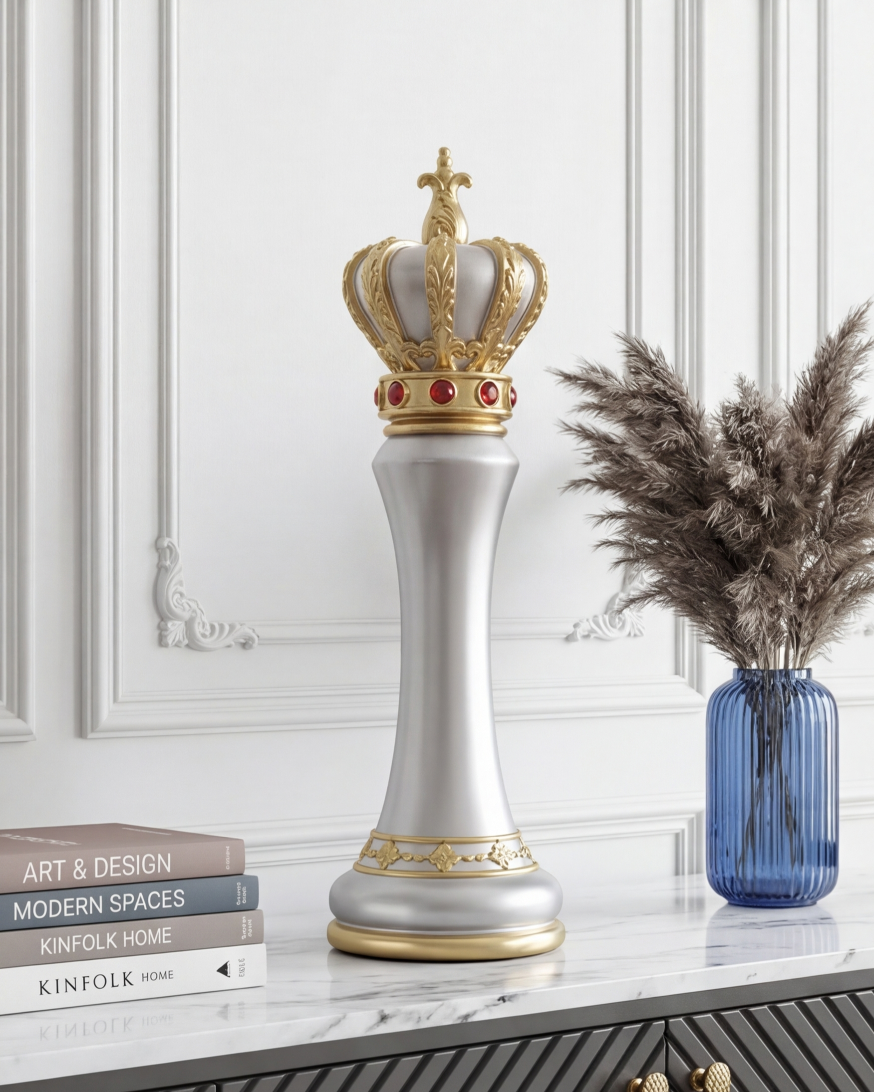 Imperial Crown Decorative Chess King - Grey
