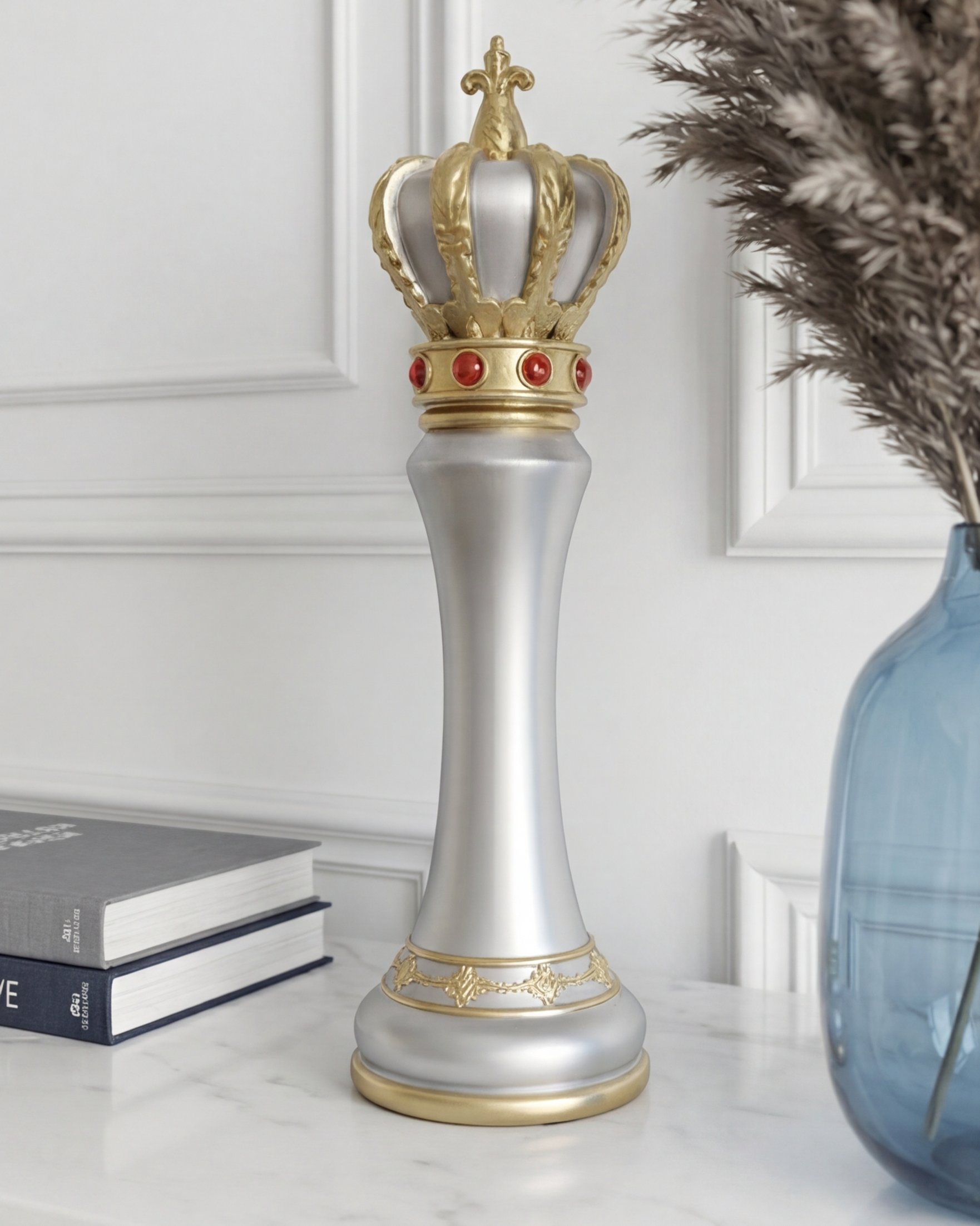 Imperial Crown Decorative Chess King - Grey 
