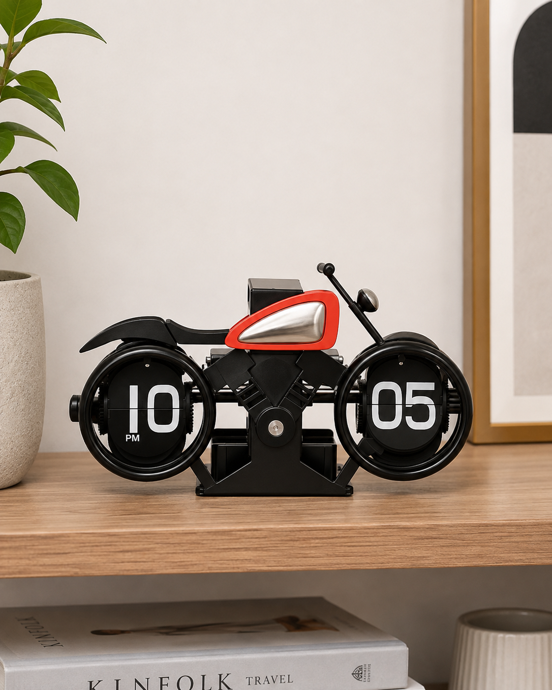 Racer Bike Wheel Flip Clock - Red