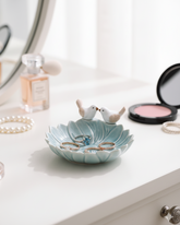 Lovebirds Ceramic Ring Dish - Sky Blue 