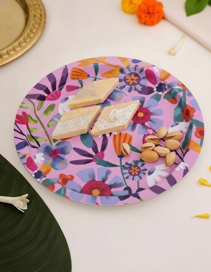 Bloom Burst Floral Serving Tray - Set Of-2 