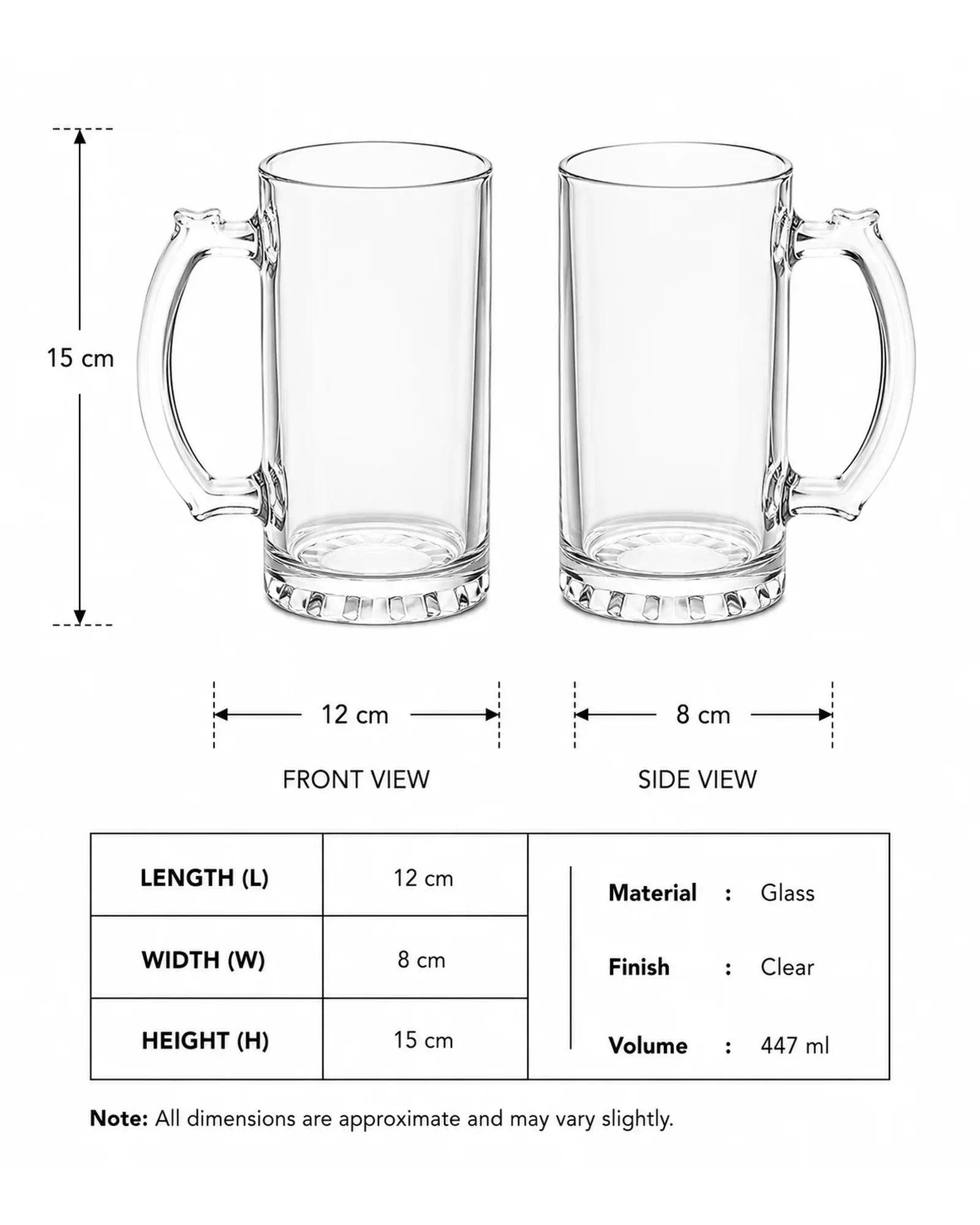 Frothy Fiesta Beer Mug Clear - Set of 2 