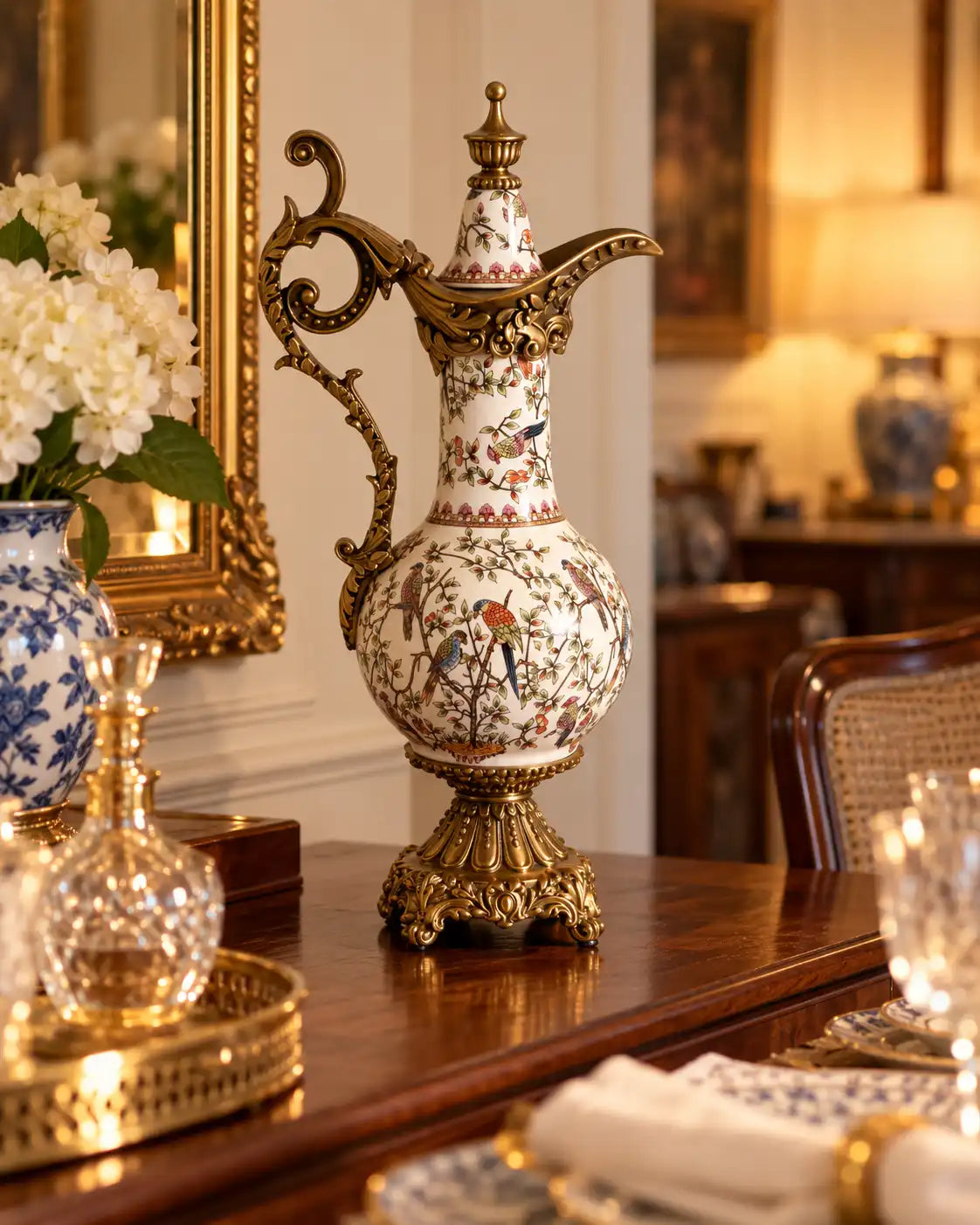 'Imperial Aviary' Victorian Ornamental Lidded Vase