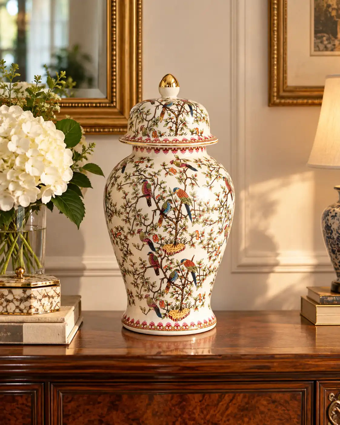 'Imperial Aviary' Victorian Ornamental Temple Jar - Small