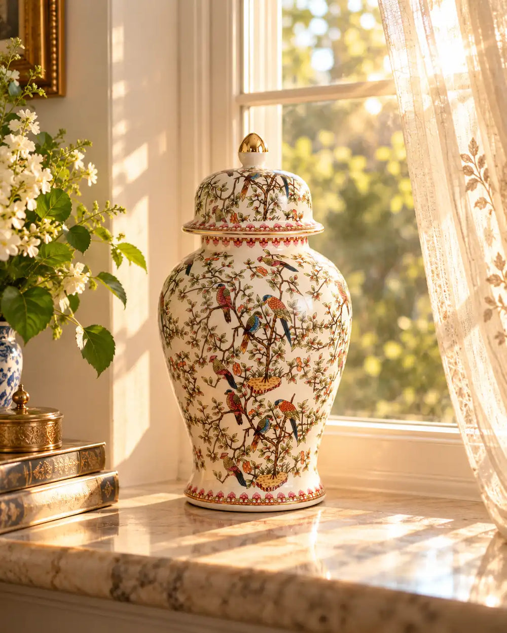 'Imperial Aviary' Victorian Ornamental Temple Jar - Small