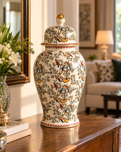 'Imperial Aviary' Victorian Ornamental Temple Jar - Large