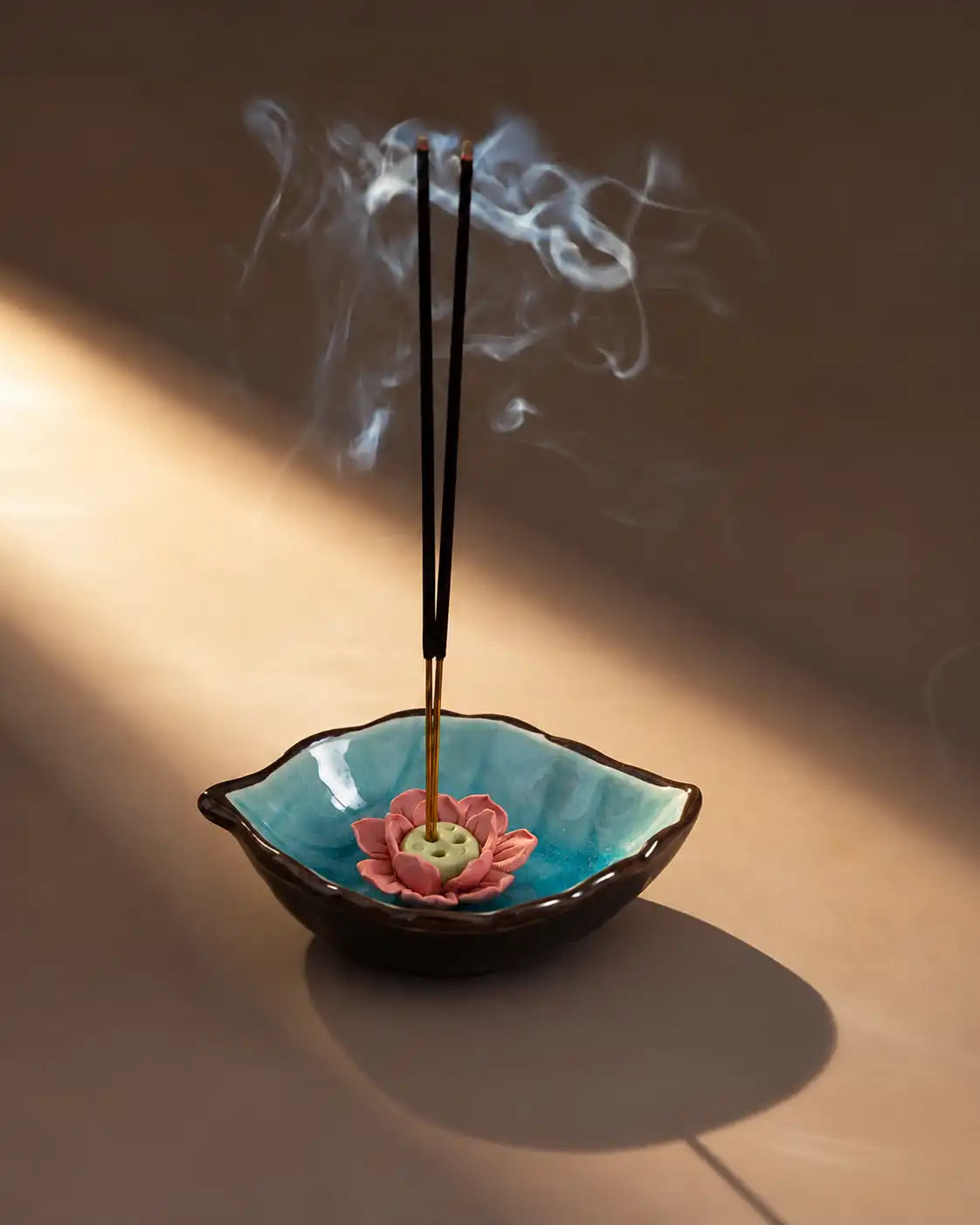 Lotus Bliss Bodhi Leaf Incense Holder SkyBlue - Small