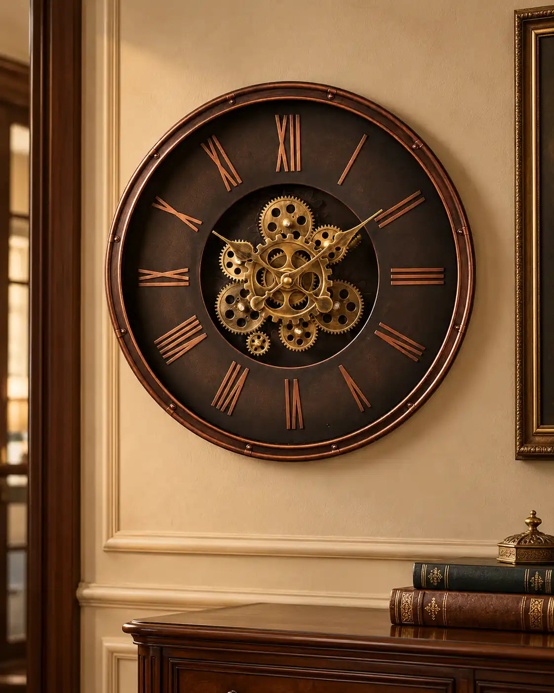 Antique Copper Gearwork Wall Clock