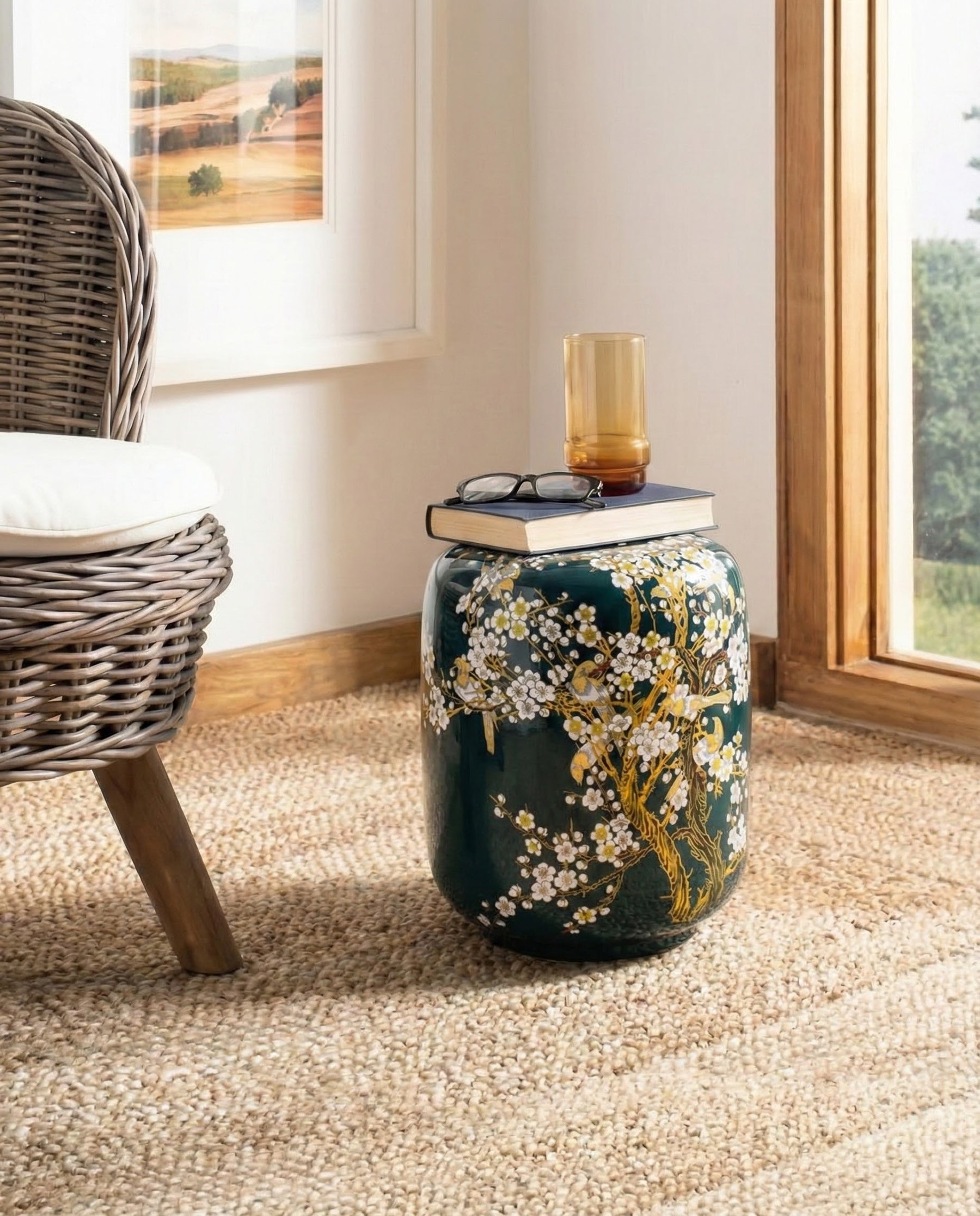 Sakura Blossom Garden Stool - Green 