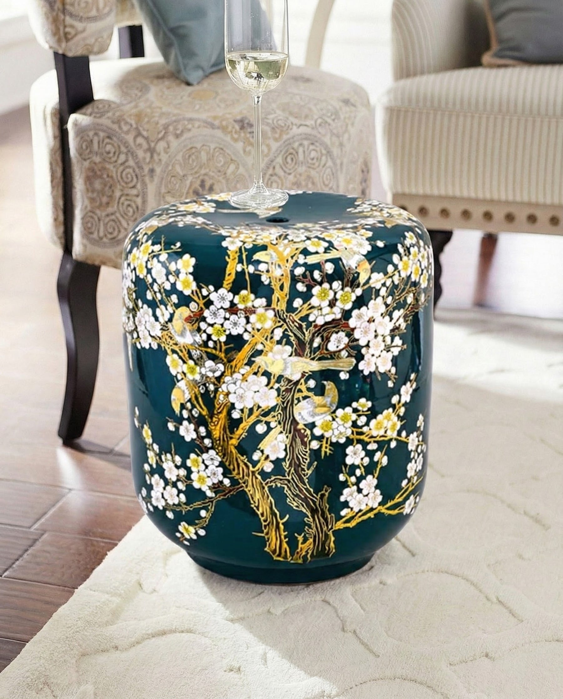 Sakura Blossom Garden Stool - Green 