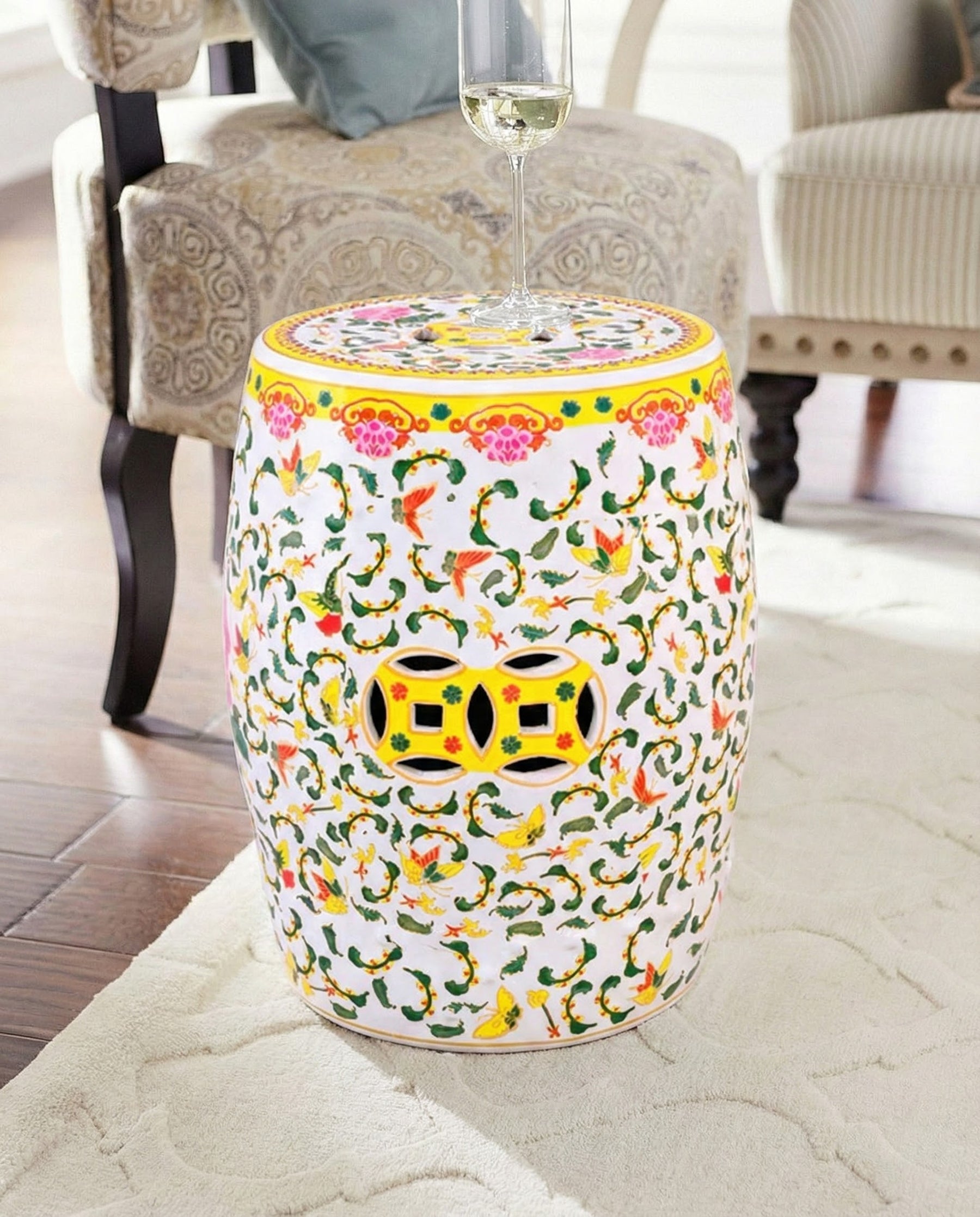 Floral Harmony Garden Stool 
