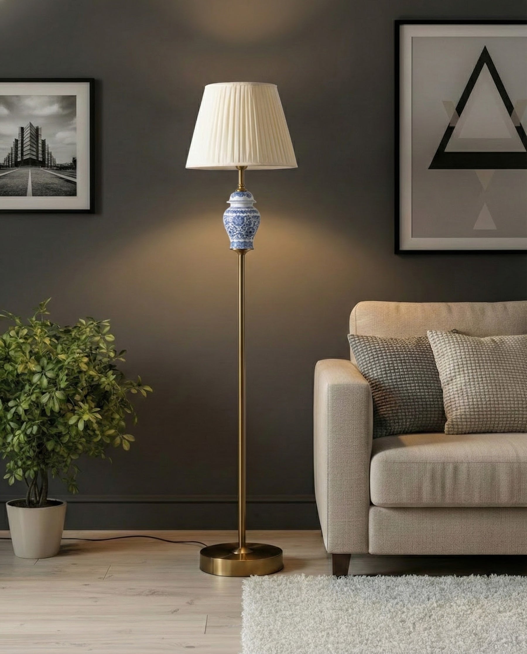Blue & White Willow Heritage Floor Lamp 