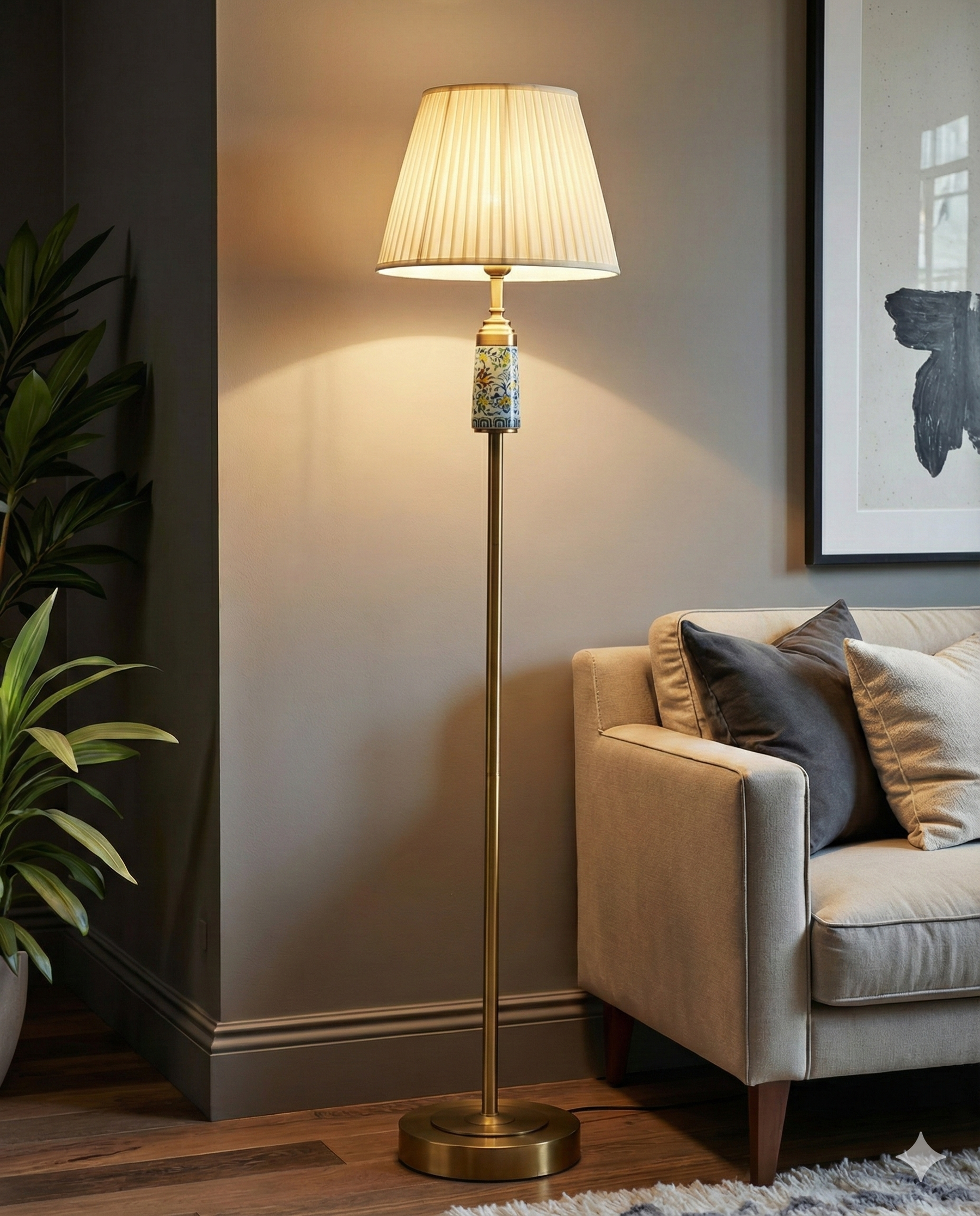 Ivory Mosaic Floor Lamp 