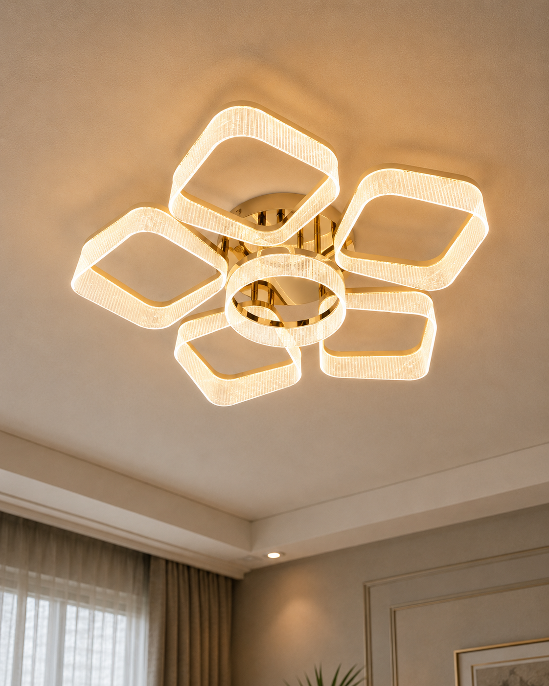 Orlina Geometric Halo Chandelier - 6 Lights