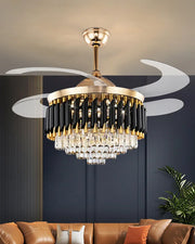 Diamante Retractable Ceiling Fan + Chandelier Light (with Remote Control) - The Decor Kart