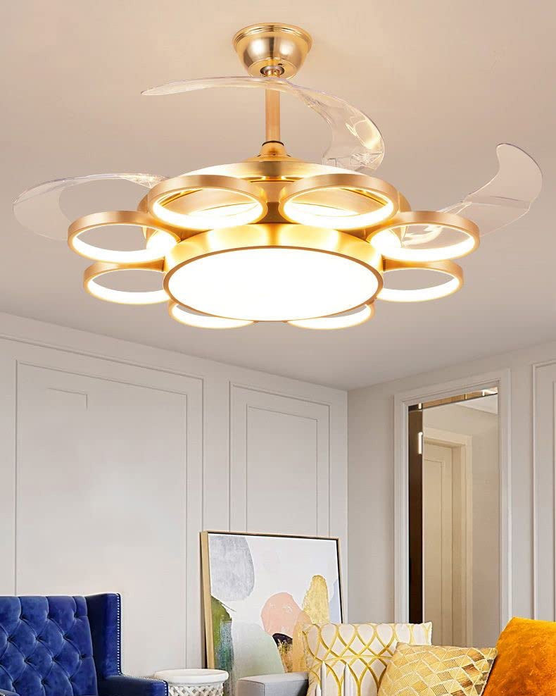 Electa Retractable Ceiling Fan + Chandelier Light (with Remote Control) - The Decor Kart