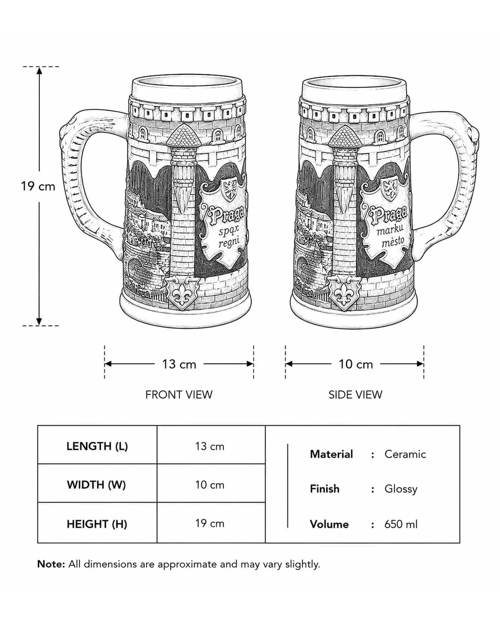 Prague Castle - Vintage Stein Beer Mug 