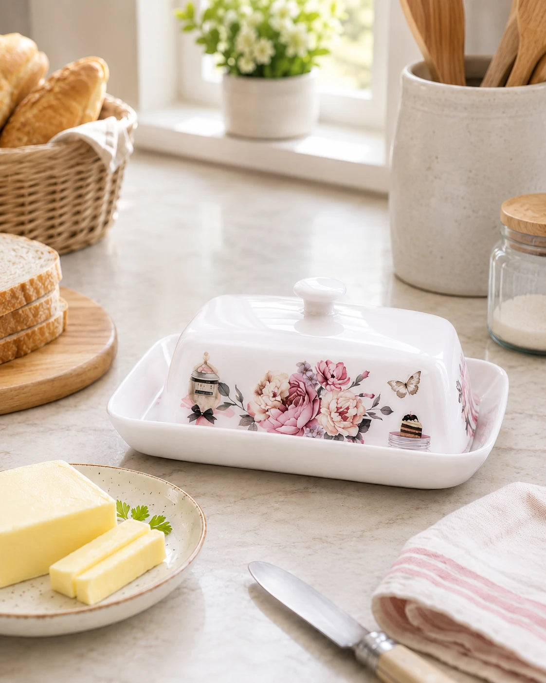 Parisian Rose Café Butter Dish 