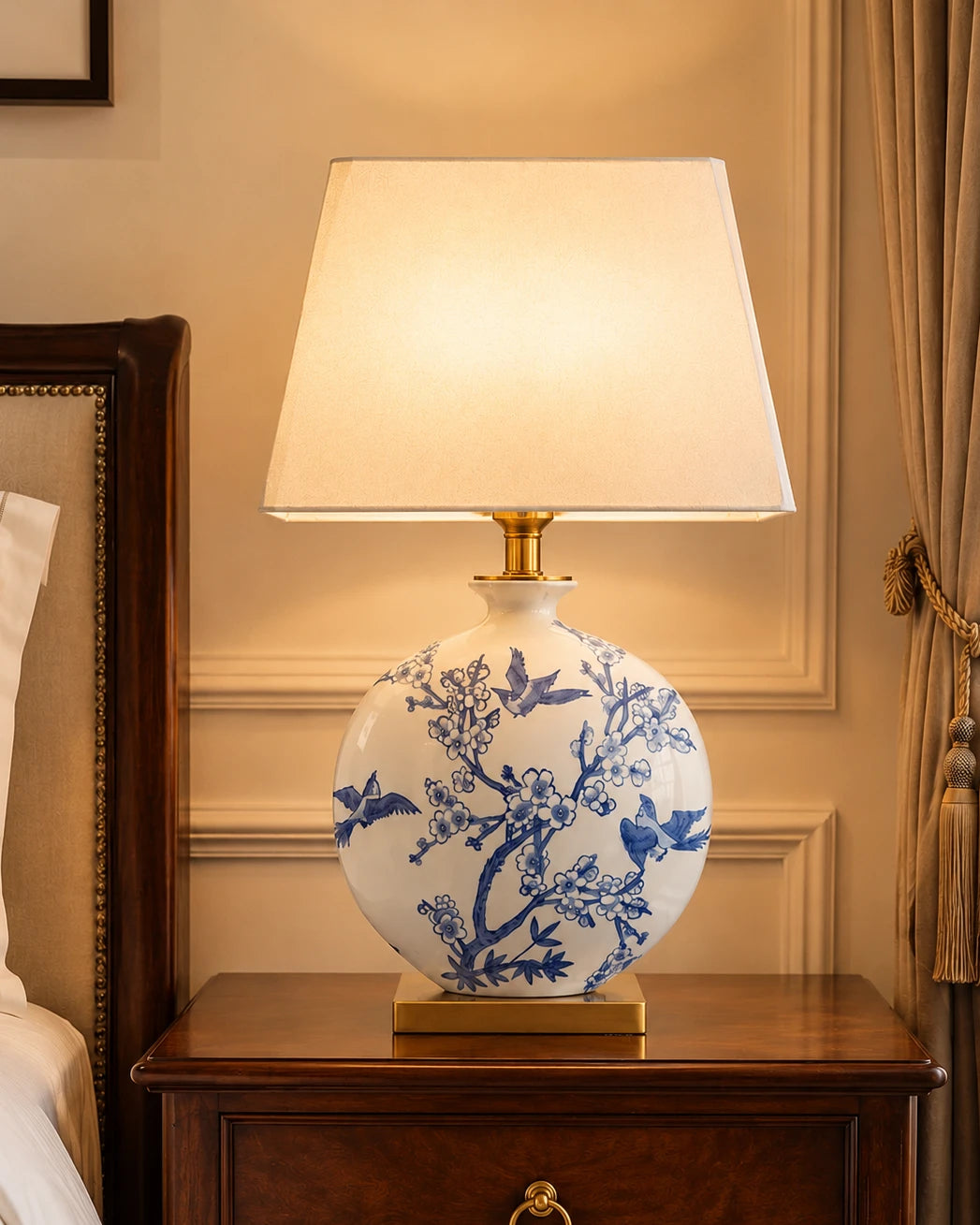 Azure Blossom Round Table Lamp 