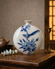 Songbird Blossom Moon Vase