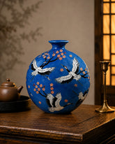Crane Blossom Round Flower Vase 