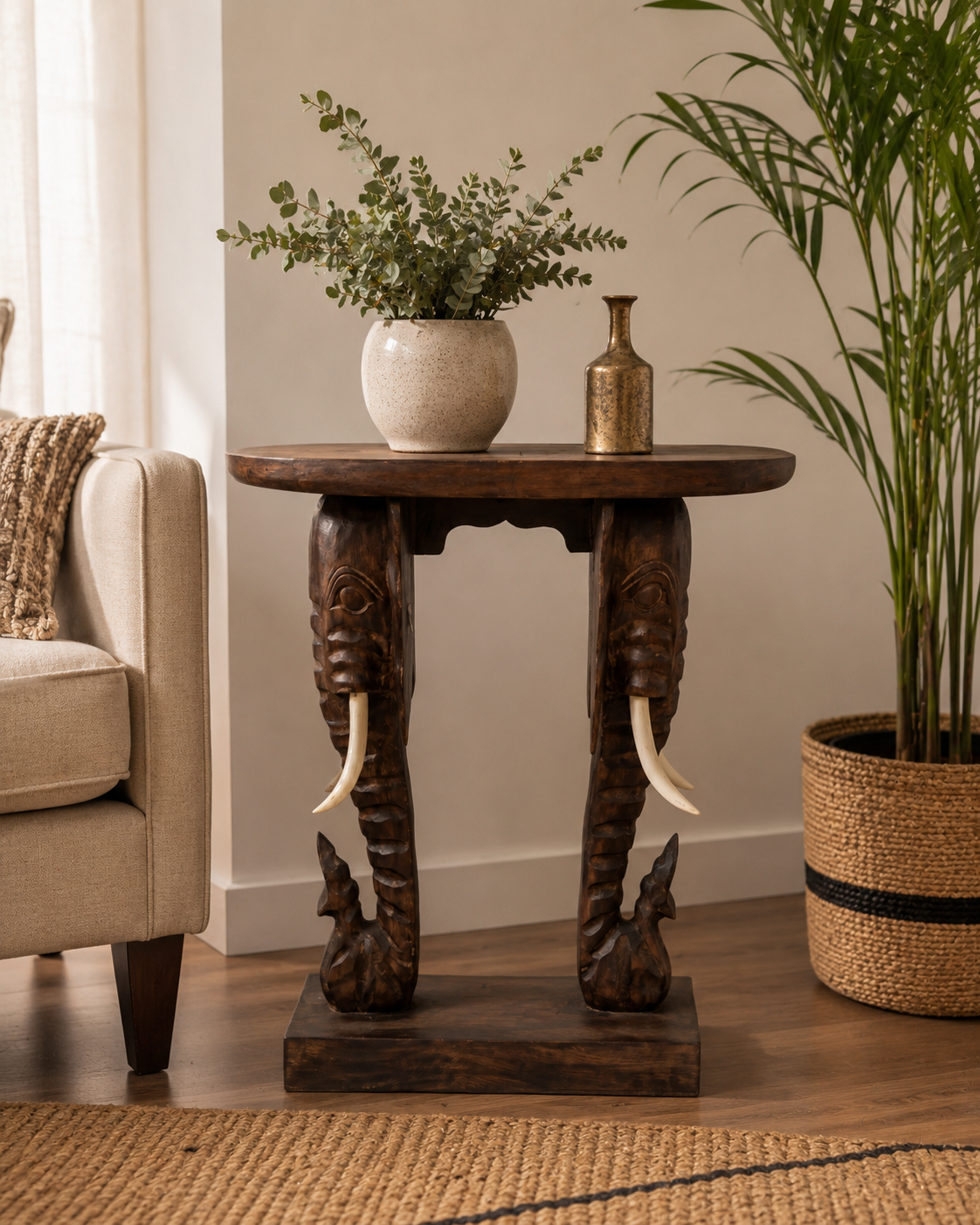 Royal Dual  Elephant Console Table 