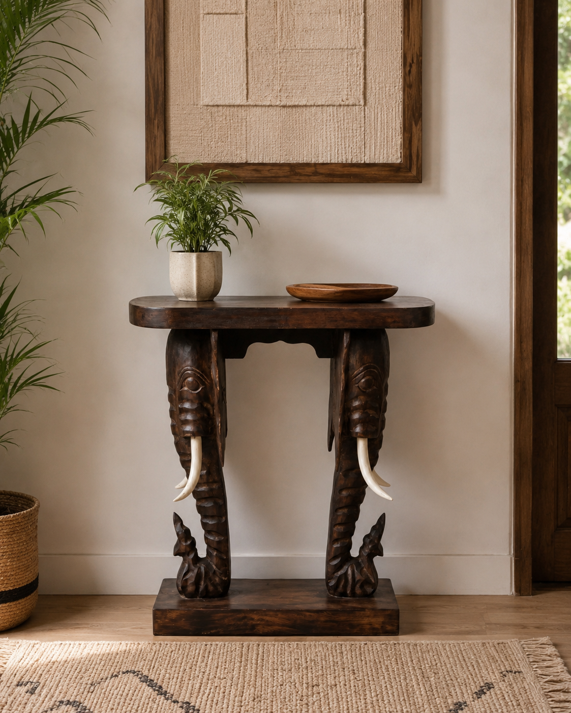 Royal Dual  Elephant Console Table 