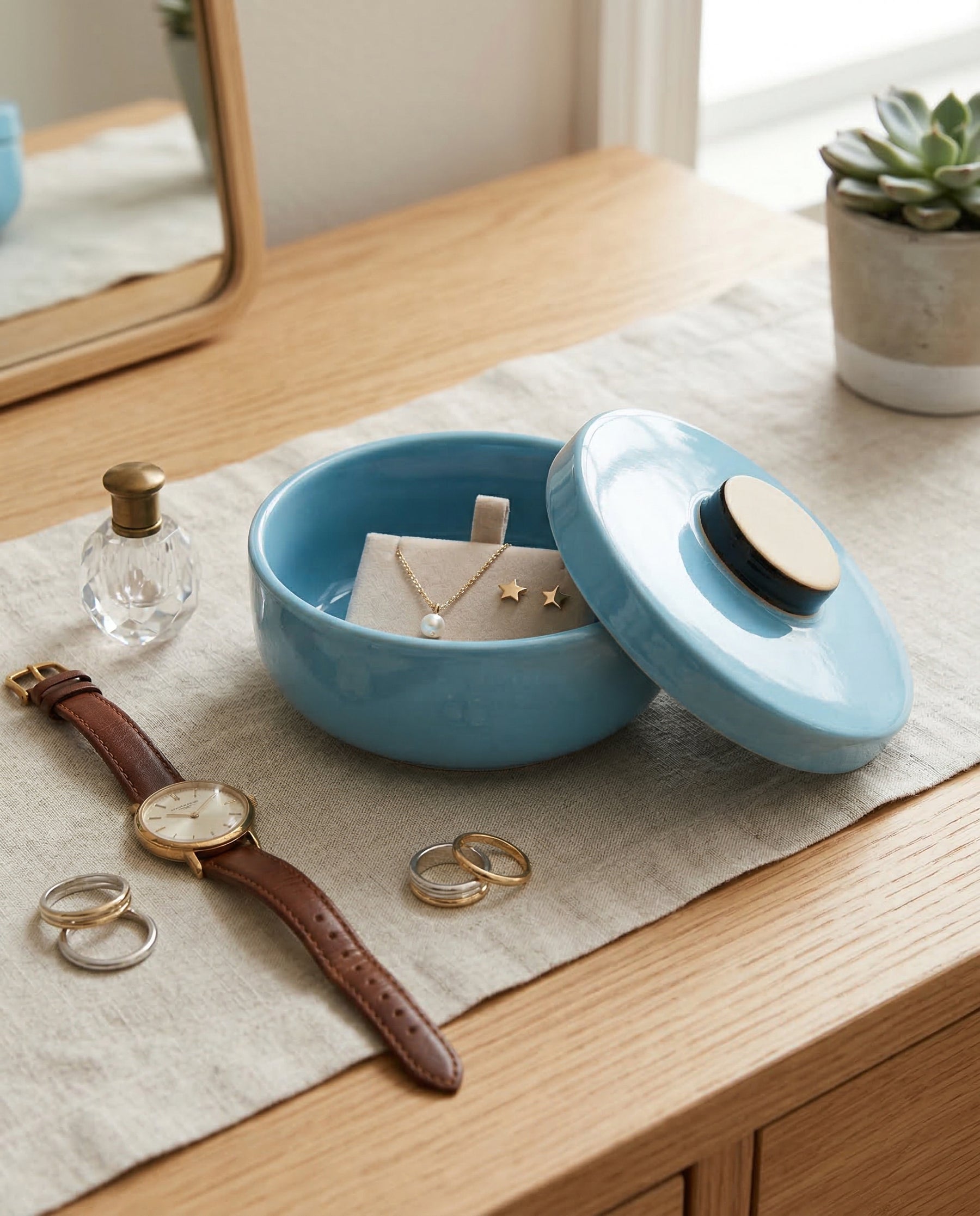 Ivory Shine Trinket Keeper - Sky blue 