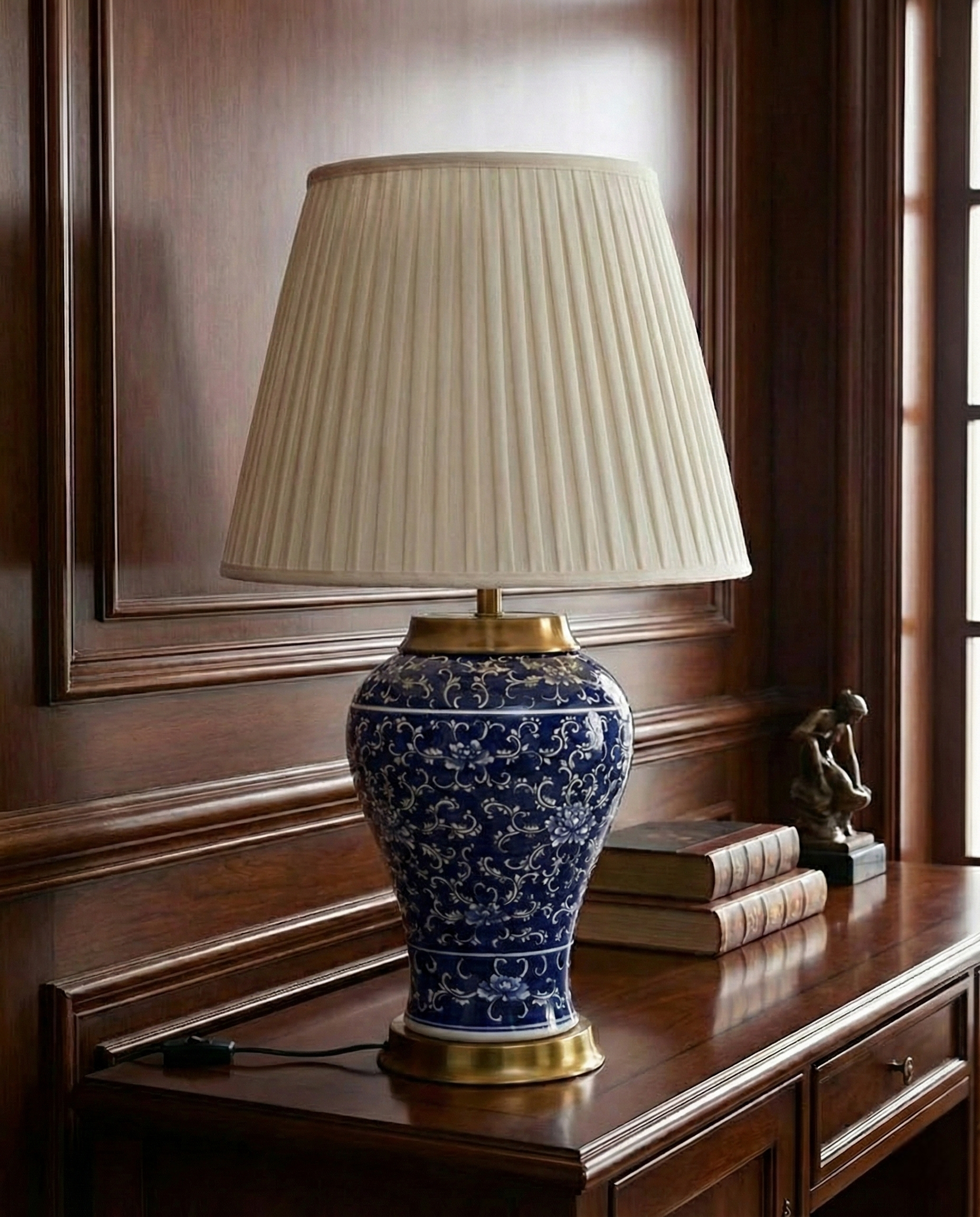 Regal Indigo Floral Table Lamp 