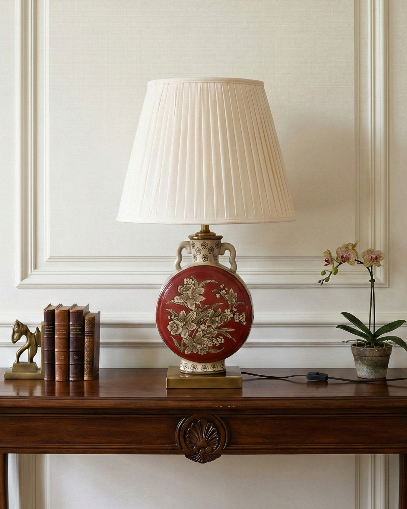 Crimson Blossom Heritage Table Lamp 