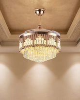 Crystal Luxe Retractable Fan Chandelier 
