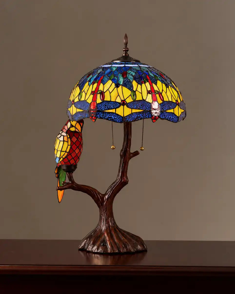 Tropical Parrot Tiffany Table Lamp
