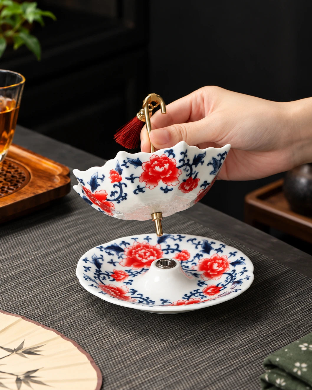 Umbrella Tea Strainer Filter w/ Matching Base