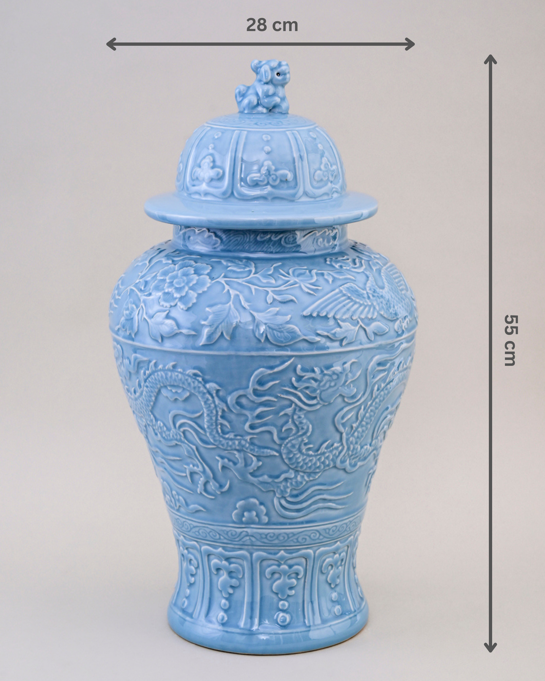 Celestial Blue Celadon Temple Jar - 55 cm 