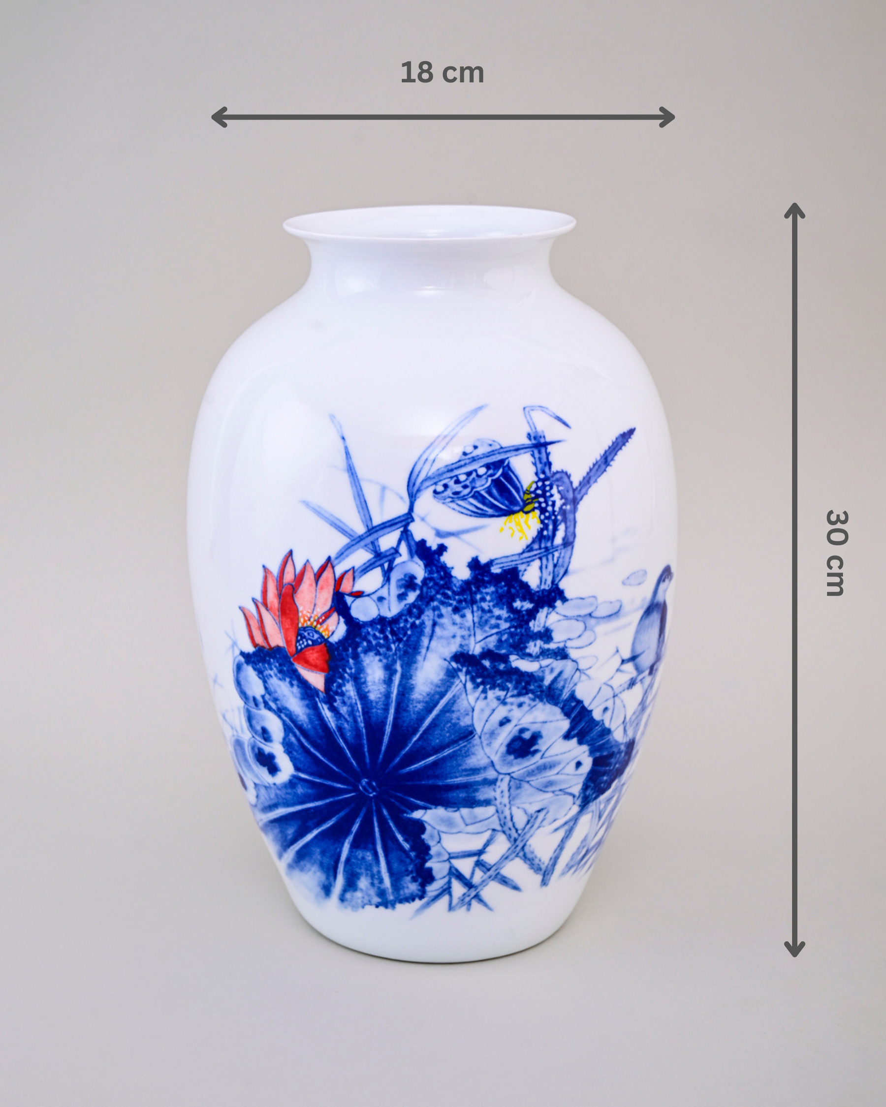 Blue Lotus Elegance Bone China Vase 