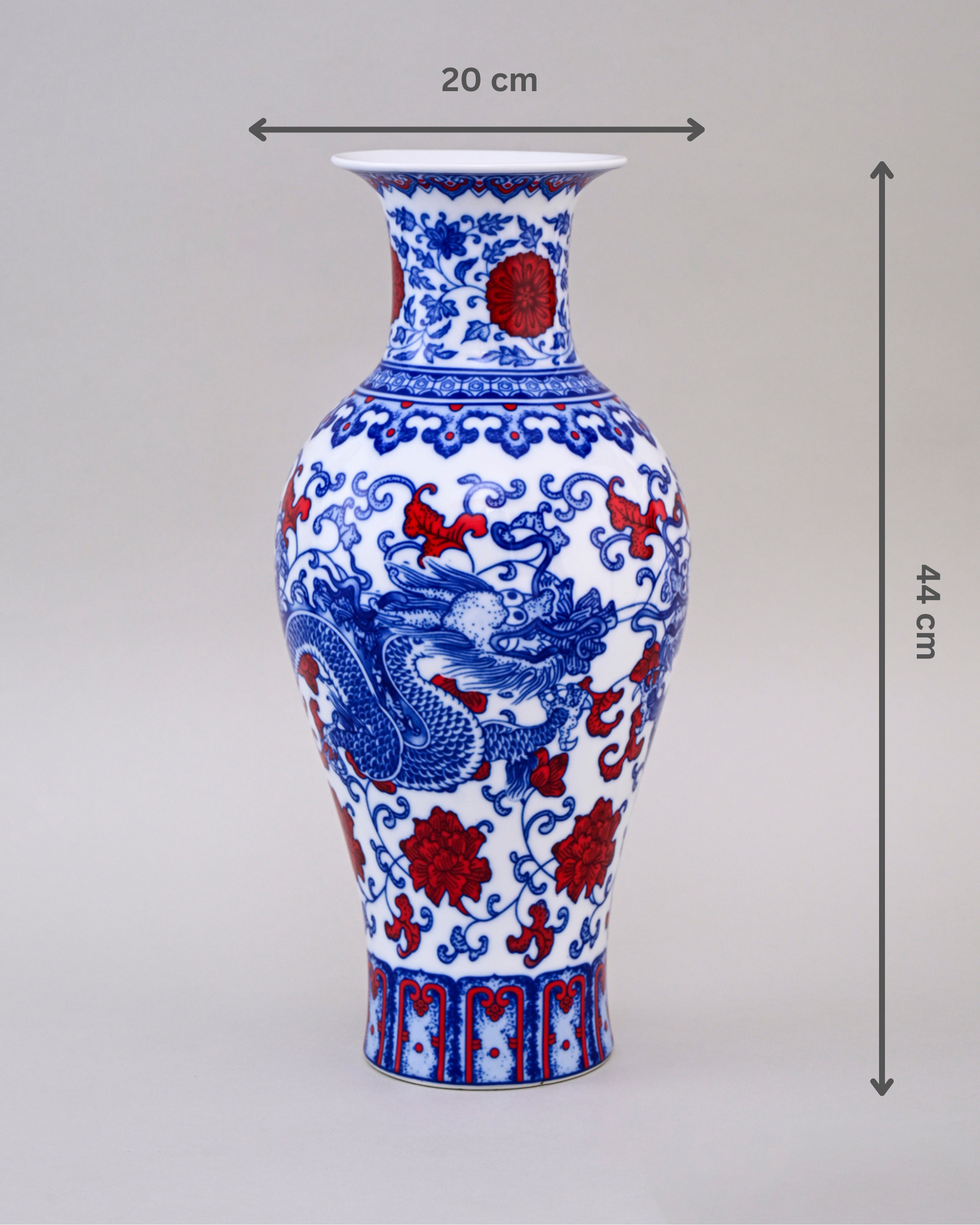 Dragon Motifs Blue & White Bone China Vase 